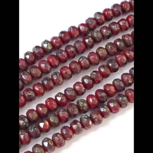 Two Tone Faceted Czech Rondelle Beads - Picture 2 of 5
